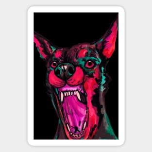 Colorful angry doberman dog Magnet